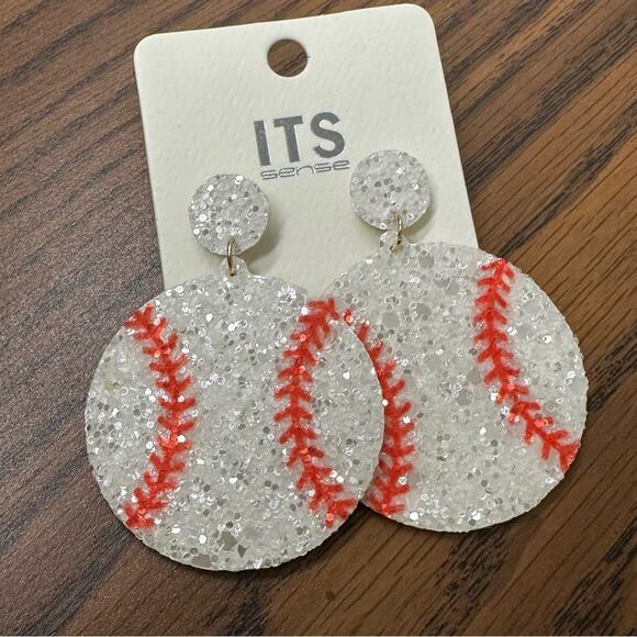 Glitter Baseball Earrings - Picture 5 of 6